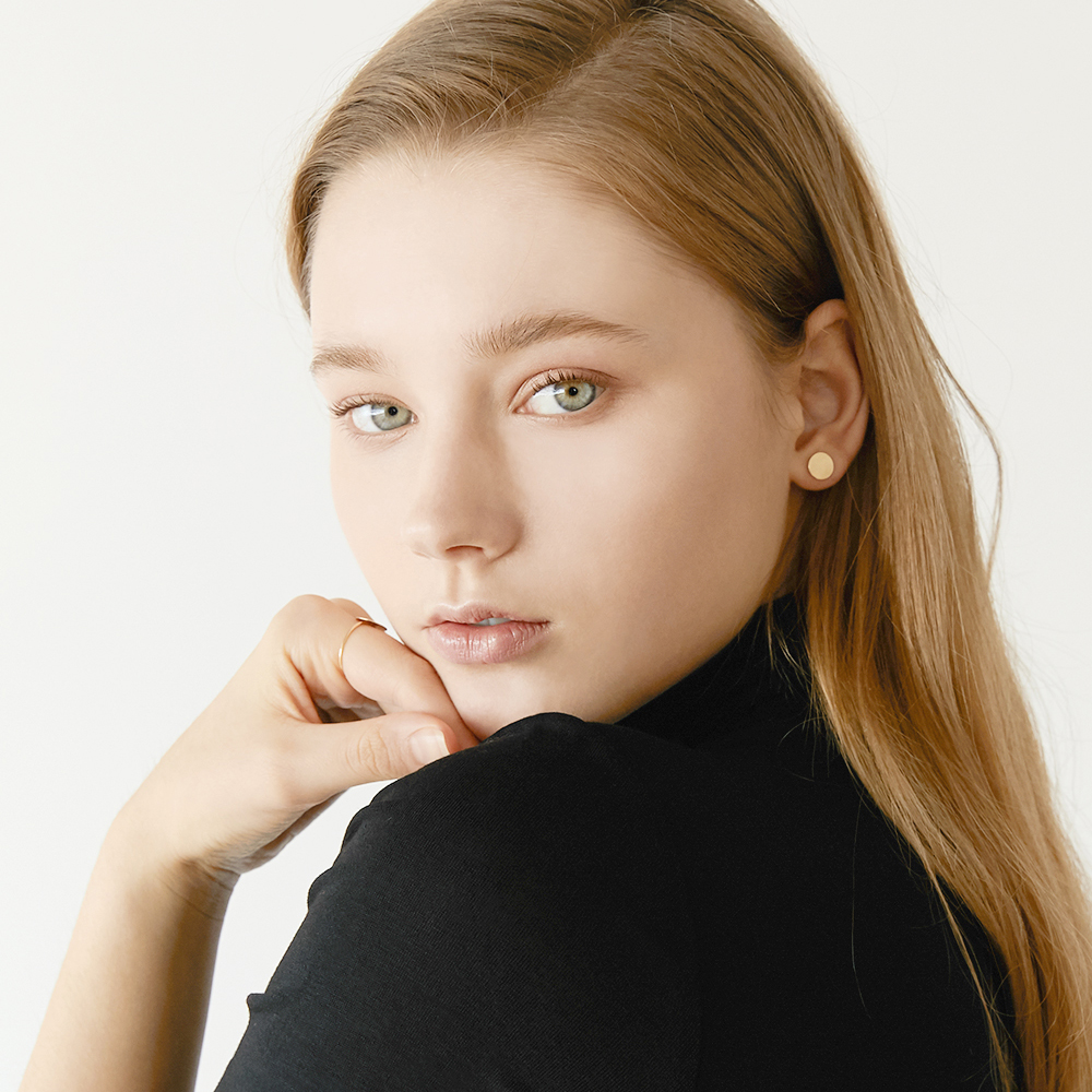 14k 라운드 미러 귀걸이