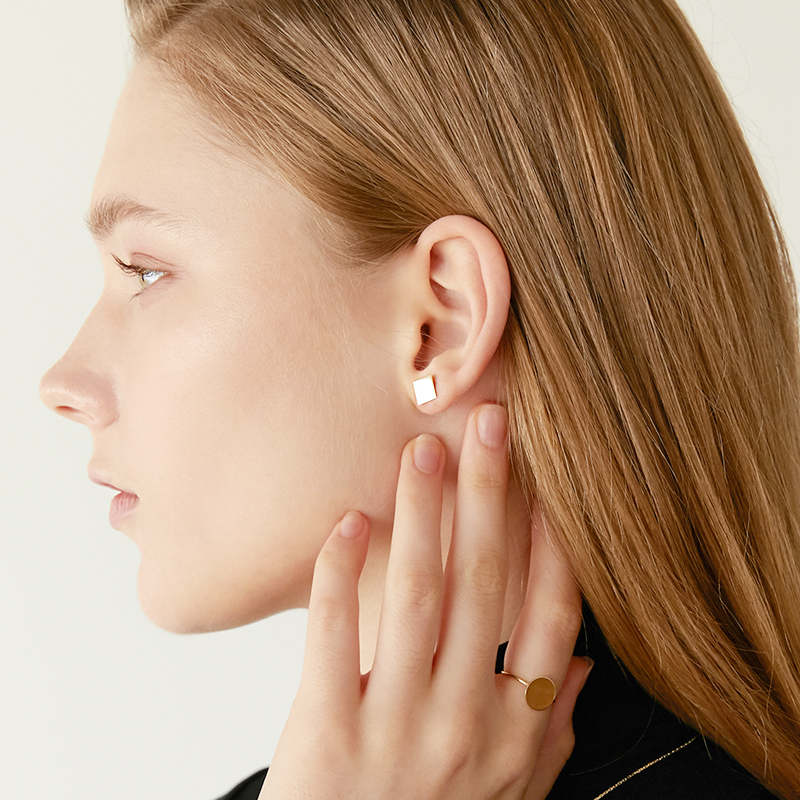 14k 스퀘어 미러 귀걸이