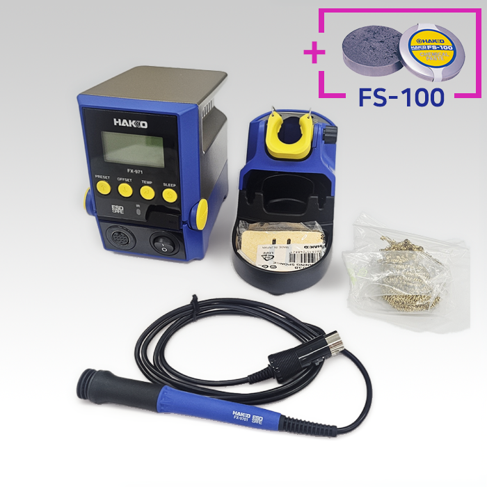 HAKKO FX-971+FS-100 팁코팅제(스테이션100W/인두부95W)디지털 무연인두기(팁별도)