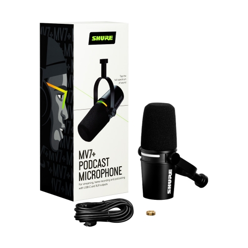 SHURE MV7+ 슈어 팟캐스트 XLR, USB-C타입 하이브리드 듀얼 마이크 블랙
