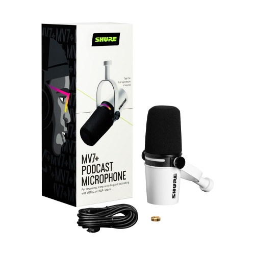 SHURE MV7+ 슈어 팟캐스트 XLR, USB-C타입 하이브리드 듀얼 마이크 화이트