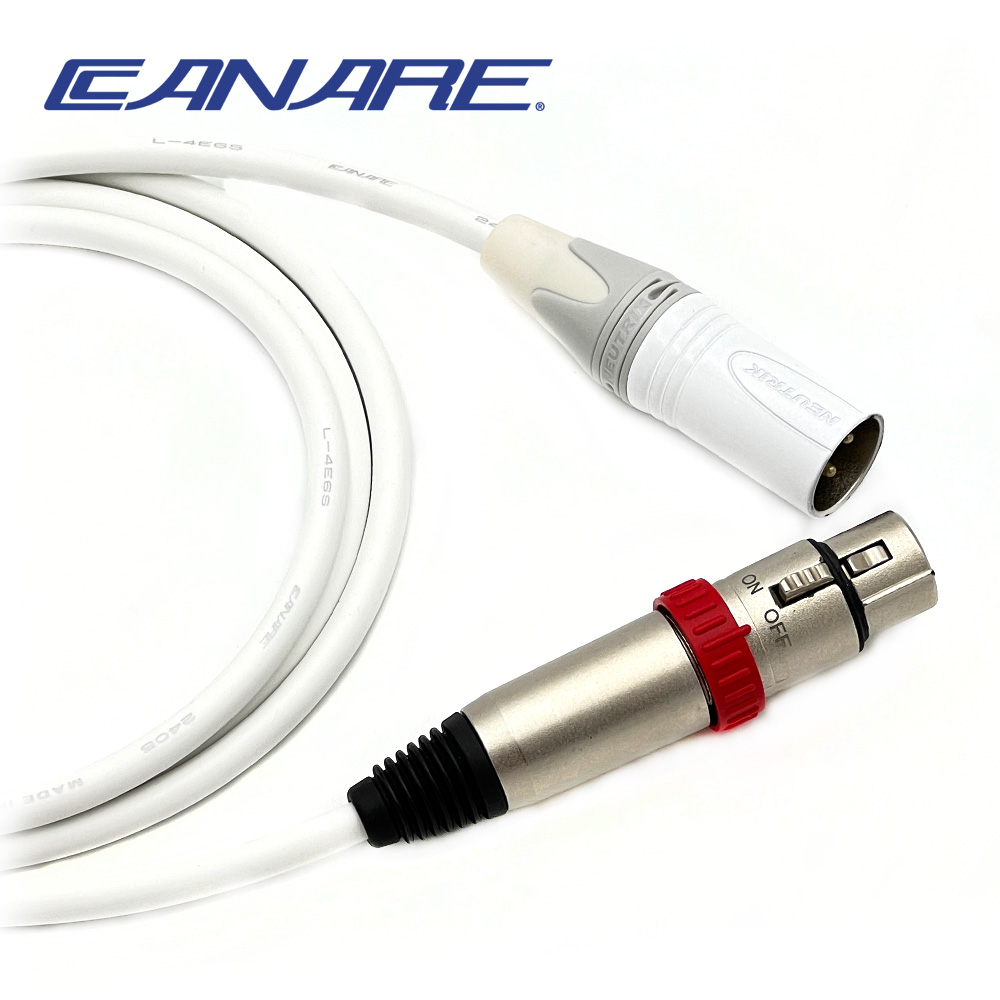 카나레 L-4E6S 화이트 뉴트릭 화이트 XLR(수) - 온오프스위치 XLR(암) 마이크케이블