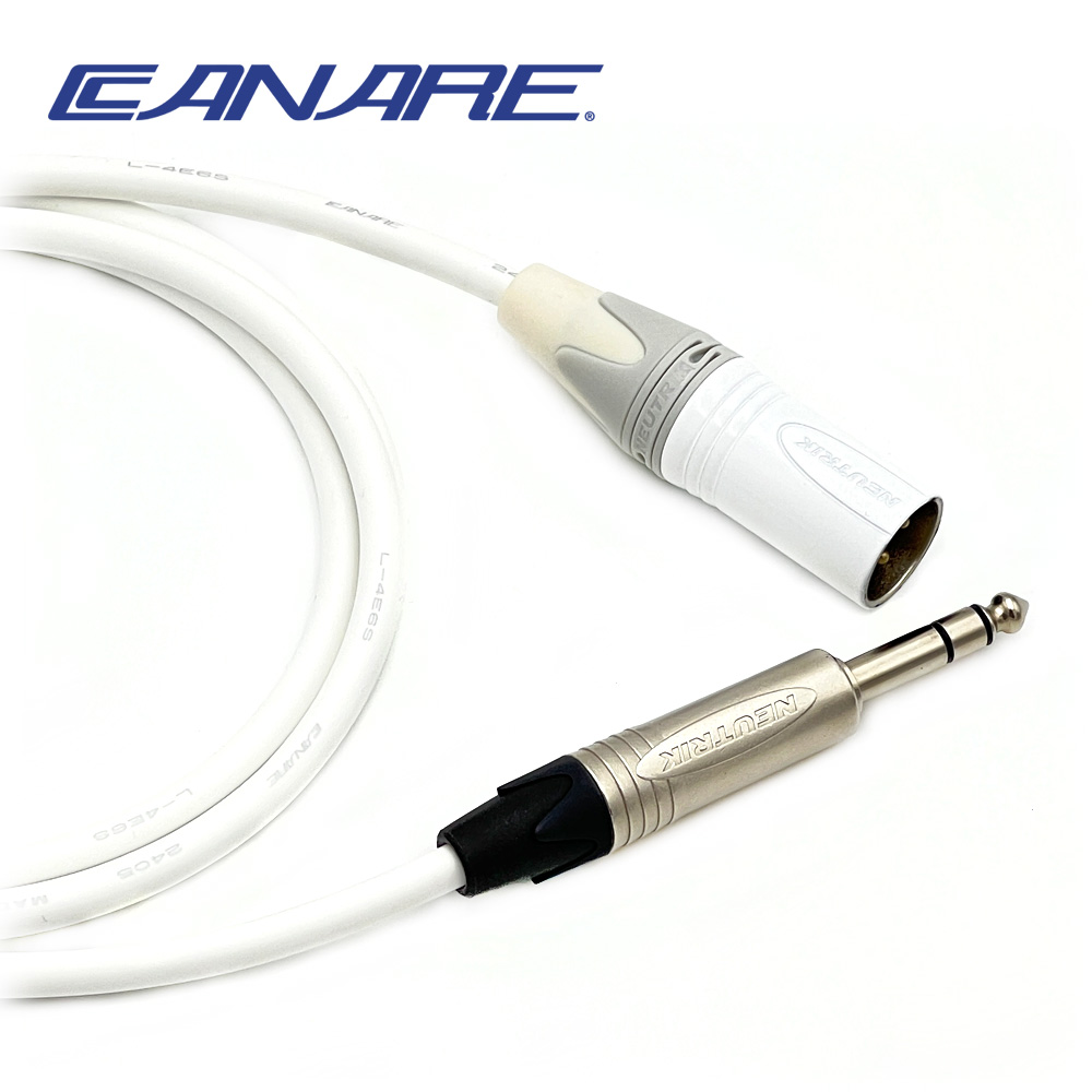 카나레 L-4E6S 뉴트릭 화이트 XLR(수) - 니켈 55 TRS 오인페 스피커 음향케이블