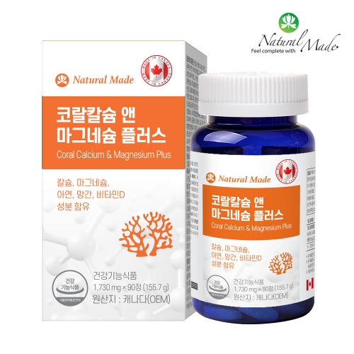 네츄럴메이드 코랄칼슘 앤 마그네슘 플러스 1730mg x 90정