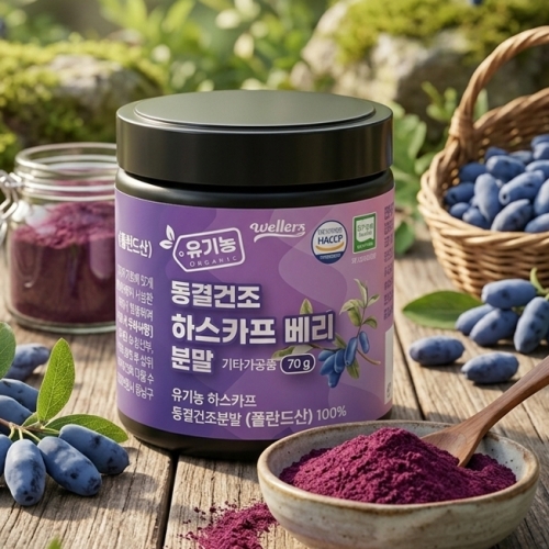 웰러스 유기농 동결건조 하스카프베리 분말(통) 70g