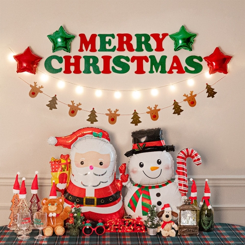 메리 크리스마스 펠트 트리 가랜드 산타 눈사람 패키지 세트 파티 소품