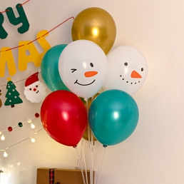 스탠드 풍선 세트 크리스마스 홈 파티 장식 눈사람 크롬골드