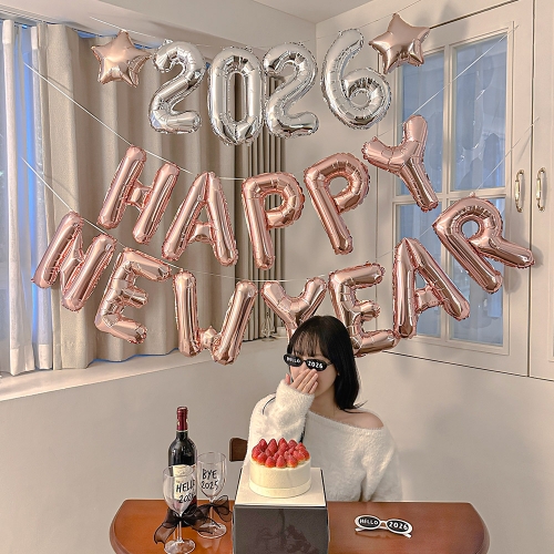 신년 연말 홈 파티 풍선 세트 숫자 로즈 해피뉴이어