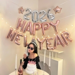 신년 연말 홈 파티 풍선 세트 숫자 로즈 해피뉴이어