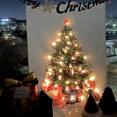 크리스마스 선물 트리 패브릭 포스터 벽트리 전구 데코 장식 세트 홈 파티