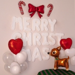 크리스마스 파티 풍선 세트 루돌프 리본 하트 이니셜 홈 화이트 레드