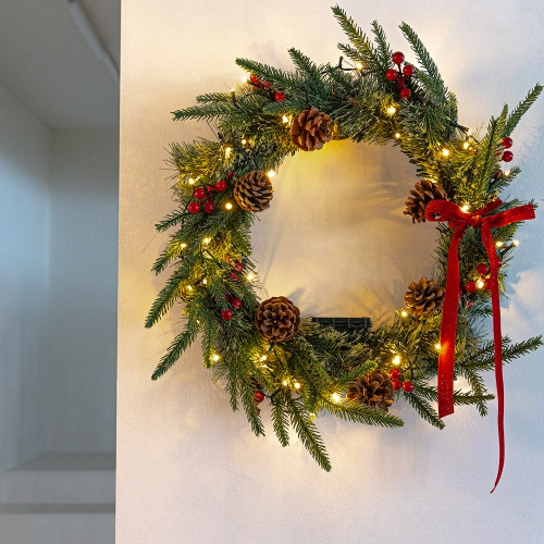 크리스마스 리스 원형 오너먼트 벽트리 장식(전구 포함)
