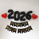 연말 파티 용품 풍선 세트 은박 신년 새해 숫자 알파벳 블랙 해피뉴이어 소품