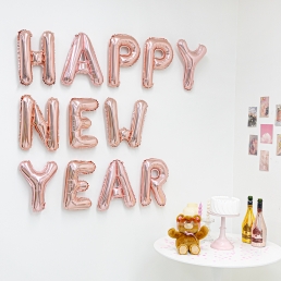 해피뉴이어 풍선 신년 홈 파티 이니셜 로즈 새해