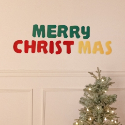 메리 크리스마스 삼색 펠트 가랜드 레드 그린 옐로 홈 파티 용품