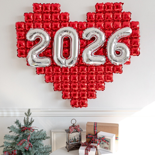 연말 파티 풍선 신년 홈 소품 용품 모자이크 하트 숫자 세트