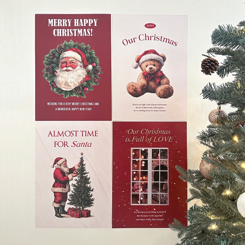 크리스마스 포스터 액자 겨울 인테리어 A3 4장 세트