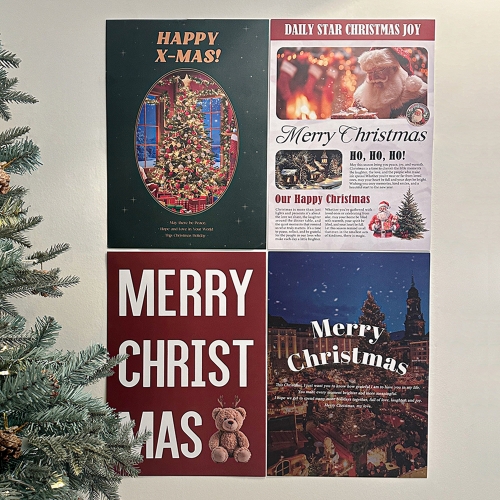 크리스마스 포스터 액자 겨울 인테리어 A3 4장 세트