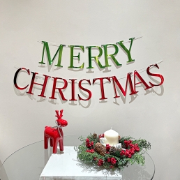 크리스마스 가랜드 명조체 레드그린 골드 홈 파티 소품 데코 용품