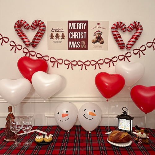 크리스마스 풍선 세트 눈사람 지팡이 하트 홈 파티 용품