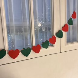 크리스마스 하트 가랜드 레드 그린 파티 소품 용품 데코