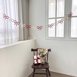 크리스마스 가랜드 발레코어 리본 레드 화이트