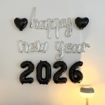 연말 홈 파티 소품 해피뉴이어 숫자 풍선 하트 필기체 세트