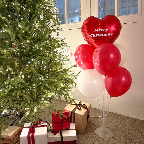 크리스마스 풍선 레드 화이트 장식 하트 데코 홈 파티 소품