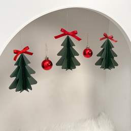 크리스마스 가랜드 트리 레드 볼 오너먼트 리본 인테리어 데코 장식 모빌 세트