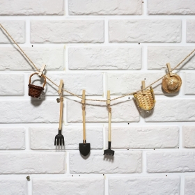 미니어처 전통 가랜드 농기구 밀짚모자 키 바구니 6종 세트 / 가을 디스플레이/ 추석소품/ 인테리어 장식품