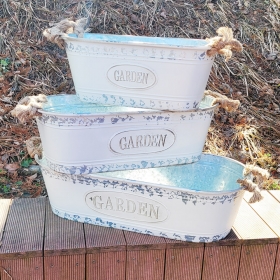 롱 타원 양철통 화이트 쉐비