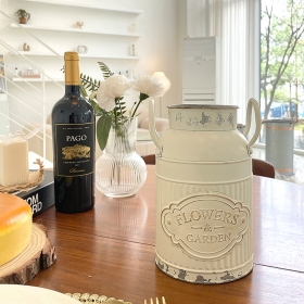 화이트 빈티지 손잡이 양철 우유통 매장 dp 인테리어 소품