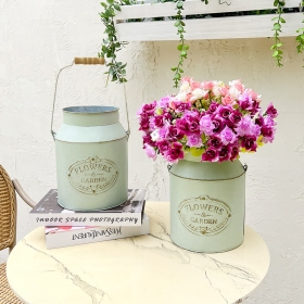 빈티지 양철 우유통 철제 바스켓 화분 바구니