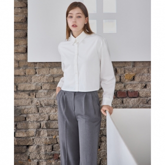 유어즈 화이트 크롭 셔츠