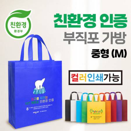친환경 부직포 가방 [중(M) : 30 x 35 x 10(cm)]