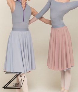 Zidans - 2 Sided Rehearsal Skirt (Grey/Dusty Pink)