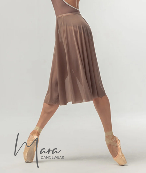 Mara Dancewear - Long Mesh Skirt (Light Brown)
