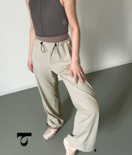 Typha - Drawstring Waist Ankles Elastic Fiber Warm-up Pants