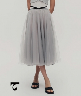 Typha - Double-Layered Maxi Skirt with Cross-Over Waist