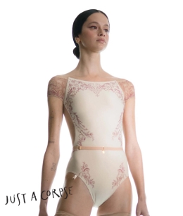JAC - PORCELAIN SKIN boatneck leotard with short sleeves