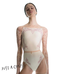 JAC - PORCELAIN SKIN boatneck leotard with long sleeves