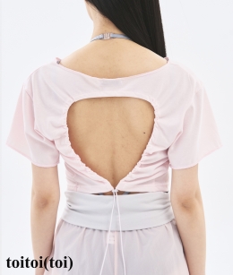 [3차 Reorder]Toitoi - Circle Back Crop Tee _ Peach Pink