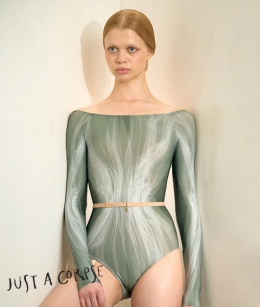 JAC - HOURGLASS TULLE boatneck leotard w/ sleeves