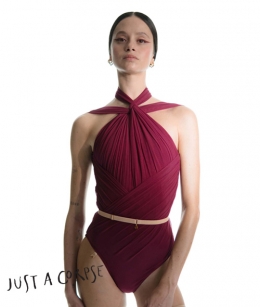 JAC - GRES knotted halter draped leotard