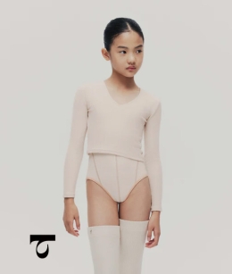 Typha - (K)Pleated Knit Long-Sleeved Top (주니어사이즈)
