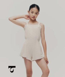 Typha - (K)Beige Ribbon-Tie Suspender Playsuit (주니어사이즈)