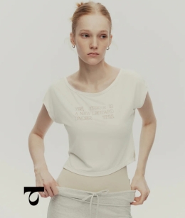 Typha - Embroidered Off-Shoulder Crop Tee