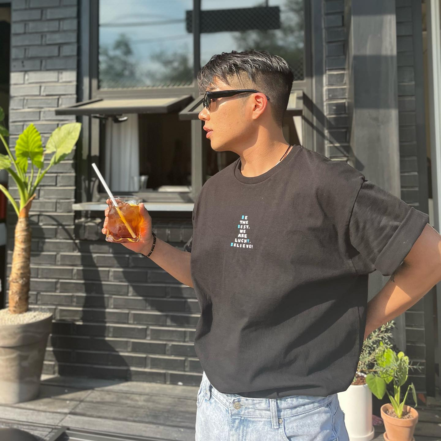 [@youth_jm] Unisex Old Boy Over-fit T-shirt (Black) | Karim Rashid