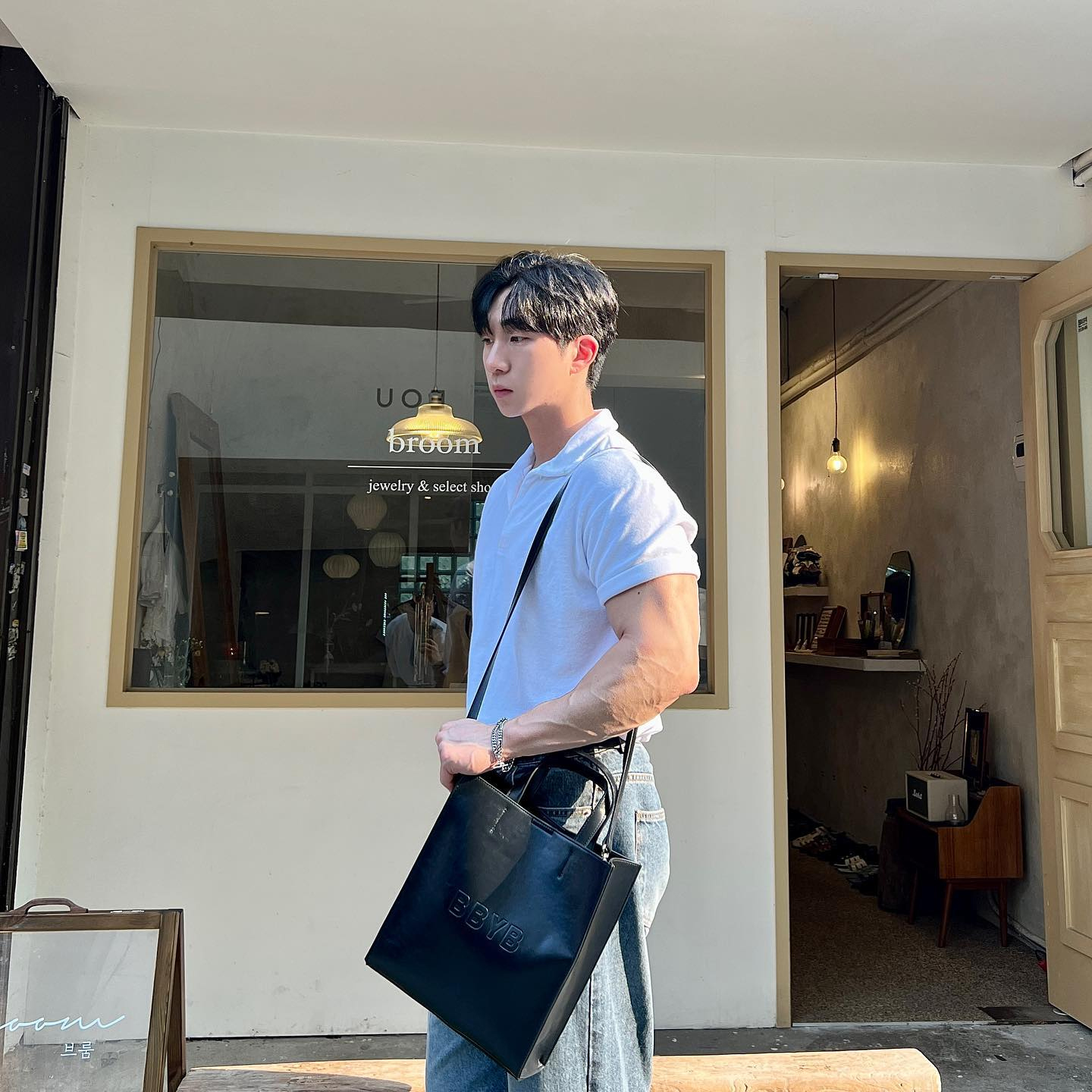 [@blenmood] Nov Unisex Medium Tote Bag (Crinkled Black) | Karim Rashid