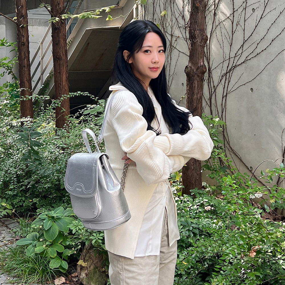 [@yoni2_] BEI Chain Small Backpack (Silver) | Karim Rashid